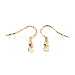 Ganchos para pendientes de acero inoxidable 304, cable de oreja, con lazo horizontal, real 18k chapado en oro, 20x20x3mm, agujero: 2 mm, 21 diámetro, pin: 0.7 mm