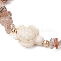 Braccialetti di perline intrecciate con perline di quarzo rutilato naturale color oro nero regolabili da 2 pezzo&nbsp;BJEW-JB11914