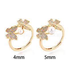 Schmetterling Messing Micro Pave klare Zirkonia Cup Peg Ring Einstellungen&nbsp;KK-T076-20G
