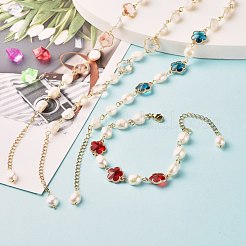 Pflaumenblüten-Blumen-Glasglied-Armbänder für Teenager-Mädchen-Frauen&nbsp;X1-BJEW-TA00017