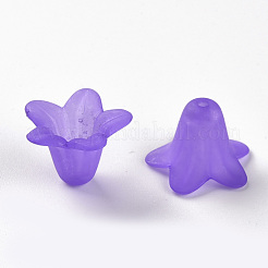 Perles pourpres de fleurs en acrylique transparent mat&nbsp;X-PLF018-15