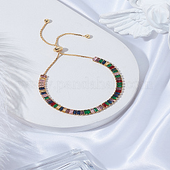 1 bracelet coulissant en perles de strass en laiton pour femmes&nbsp;BJEW-LP0002-59G
