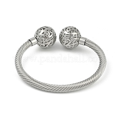 Bracciali aperti in ottone tondo cavo&nbsp;BJEW-Z074-04P