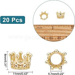 20 Stück Messing-Mikropavé-Perlen aus klaren europäischen Zirkonia&nbsp;FIND-FH0004-04