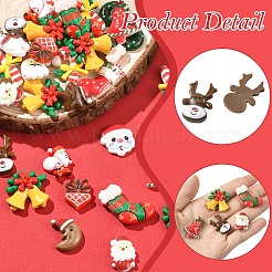 90 Stück 18 Stile Weihnachts-Cabochon-Sets aus undurchsichtigem Harz&nbsp;CRES-YW0002-69