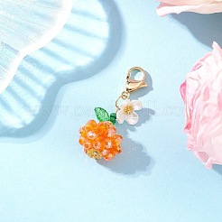 Decorazioni pendenti con perline di semi di vetro e diaspro imperiale sintetico tinto di frutta e fiori&nbsp;HJEW-MZ00307