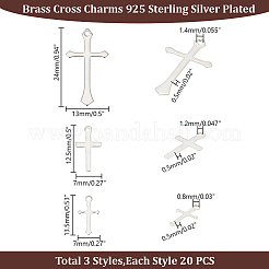 60pcs 3 styles pendentifs en laiton&nbsp;KK-HY0003-88S