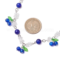 2 collier à bavette en verre craquelé et cristal de quartz naturel pour femme&nbsp;NJEW-JN05203
