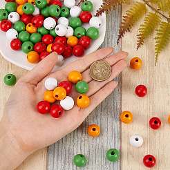 200pcs 4 Farben bemalte Naturholzperlen&nbsp;WOOD-SZ0001-06