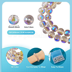 2 brins de perles de verre transparentes galvanisées&nbsp;EGLA-TA0001-34B