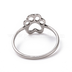 Anlaufgeschützter Fingerring aus 201 Edelstahl mit Pfotenabdruck&nbsp;LS-RJEW-J051-25P