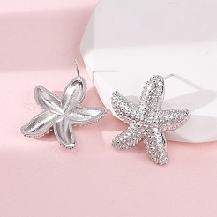Pendientes de estrella de mar de latón&nbsp;EJEW-H165-02A-P