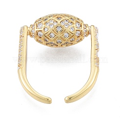 Bague de manchette ouverte ovale en zircone cubique transparente&nbsp;RJEW-G261-21G
