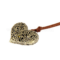 Legierung hohle Blume Herz Anhänger PU Lederband lange Halsketten für Frauen&nbsp;FS-WGBB05C-01