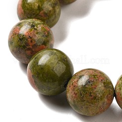 Braccialetti con perline intrecciate naturali unakite rotonde da 12.5 mm per donna uomo&nbsp;BJEW-C060-01H