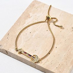Messing Micro pave Zirkonia Slider Armbänder&nbsp;BJEW-S163-01A-G