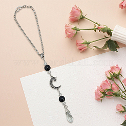 Pendentifs décoratifs en obsidienne naturelle et alliage&nbsp;HJEW-WH20009-03B