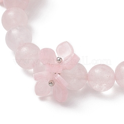 Braccialetti con ciondoli di perline rotonde in quarzo rosa naturale&nbsp;BJEW-TA00615-03