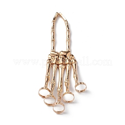 Pulsera de anillo de mano completa de aleación de calavera con temática de halloween&nbsp;BJEW-L680-01G
