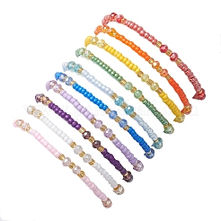 10 bracciale elastico con perline di vetro e perline di vetro e conchiglia trochid naturale per donna&nbsp;BJEW-MZ00285