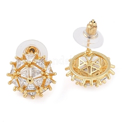 Boucles d'oreilles en laiton pavé de zircone cubique transparente pour femmes&nbsp;EJEW-S225-08G-03