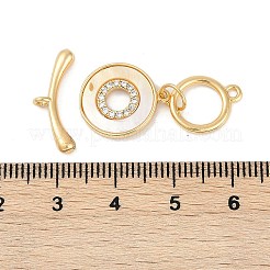 Messing Micro Pave klare Zirkonia Knebelverschlüsse&nbsp;KK-K391-26G