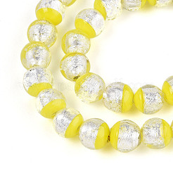 Fil de perles lumineuses en feuille d'argent faites à la main&nbsp;FOIL-N029-03B
