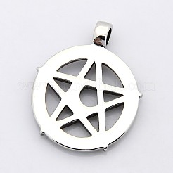Retro-Ring aus 304 Edelstahl mit Pentagramm-Anhängern&nbsp;STAS-F006-132