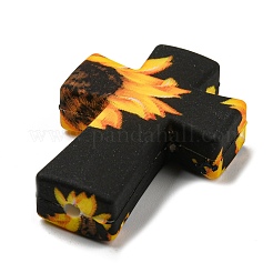 Kreuz mit Sonnenblumen-Silikon-Fokalperlen&nbsp;SIL-G006-02B