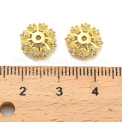 Blumen Messing Mikro Pflaster klare Zirkonia Perlenkappen&nbsp;KK-H527-36G
