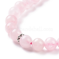 Collar con colgante de bala y borla de cuarzo rosa natural con cadenas de cuentas de piedras preciosas mixtas&nbsp;NJEW-E585-02E