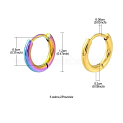 5 par de pendientes de aro huggie de acero inoxidable 304 de 5 colores&nbsp;EJEW-YW0001-06