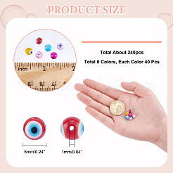 240 pz 6 colori fatti a mano malocchio lampwork perlina rotonda&nbsp;LAMP-NB0001-76A