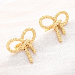 Boucles d'oreilles bowknot en laiton placage rack pour femmes&nbsp;EJEW-F308-02G