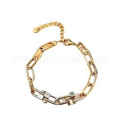 Bracelets à chaîne trombone en acier inoxydable 304 bicolore&nbsp;WGBC220-01