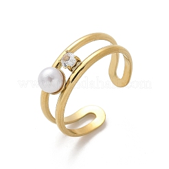 Manschettenringe aus 304er Edelstahl mit Zirkonia für Damen&nbsp;RJEW-D302-02G-03