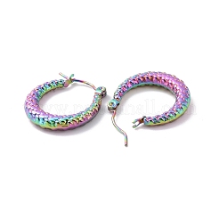 Orecchini a cerchio grandi in acciaio inossidabile 304 color arcobaleno per donna placcatura ionica (IP)&nbsp;EJEW-G293-19M