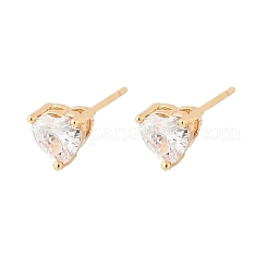 Boucles d'oreilles en forme de cœur en laiton pavé de zircone cubique pour femmes&nbsp;EJEW-G428-29B-02