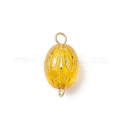 Ovale Verbindungsstück-Charms aus goldenem Metall und beschichtetem Acryl&nbsp;PALLOY-JF04347