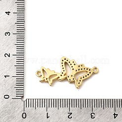Breloques connecteurs double papillon en laiton micro pavé de zircones cubiques transparentes&nbsp;KK-I360-029G