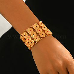 Bracciali vintage da donna in ottone e lega con maglie a moneta e pavé di zirconi cubici.&nbsp;RT6126