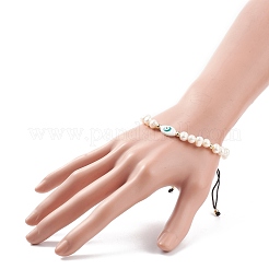 Braccialetto di perline intrecciate con conchiglia naturale e perle&nbsp;BJEW-JB08237-01