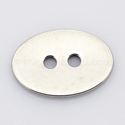 Anlaufgeschützte flache ovale 2-Loch-Nähknöpfe aus 201er Edelstahl zur Armbandherstellung&nbsp;STAS-E065-01