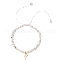 Kreuz Charm Armbänder aus Messing&nbsp;BJEW-JB13500