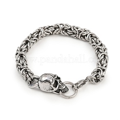 9 mm 201 Edelstahl Totenkopf byzantinische Kette Armbänder für Männer und Frauen&nbsp;BJEW-B143-07ASP