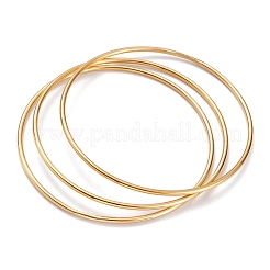 3 bracelet empilable en acier inoxydable 201 plaqué sous vide PVD pour femme&nbsp;BJEW-O182-11G-1