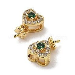 Gancio a forma di cuore in ottone placcato con micro pavé di zirconi cubici&nbsp;KK-S397-11G
