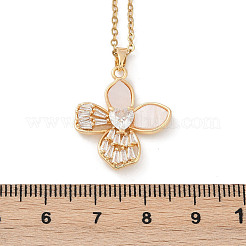 Collares colgantes de imitación de concha de plástico con circonita cúbica micro pavé de latón&nbsp;NJEW-C076-09G