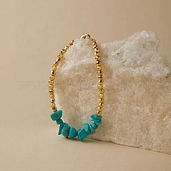 Braccialetti con perline sintetiche in turchese e ottone per donna&nbsp;LB8294
