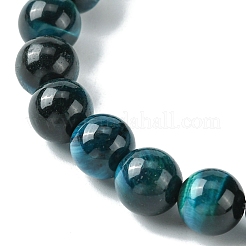 Braccialetti elasticizzati con perline rotonde naturali tinte in occhio di tigre da donna&nbsp;BJEW-TA00437